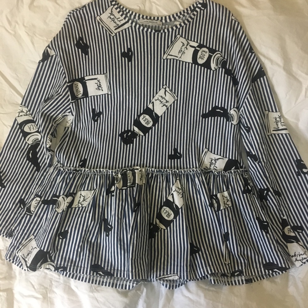 ‼️SOLD‼️ Zara peplum paint tube top - Picture 2 of 5